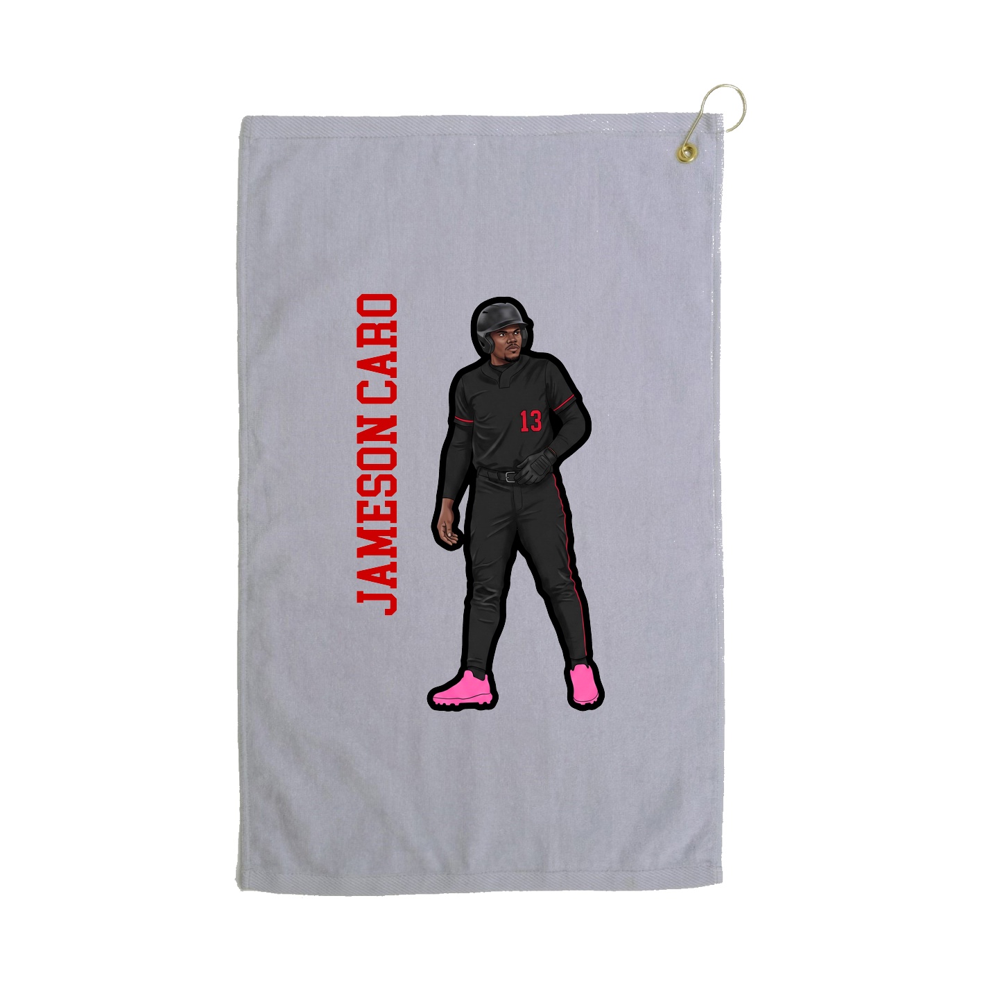 Golf Towel — Name Vertical in Grey