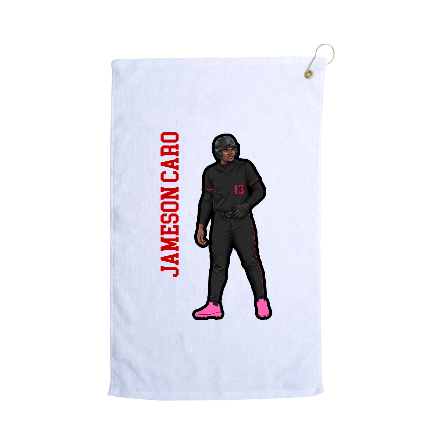 Golf Towel — Name Vertical in White