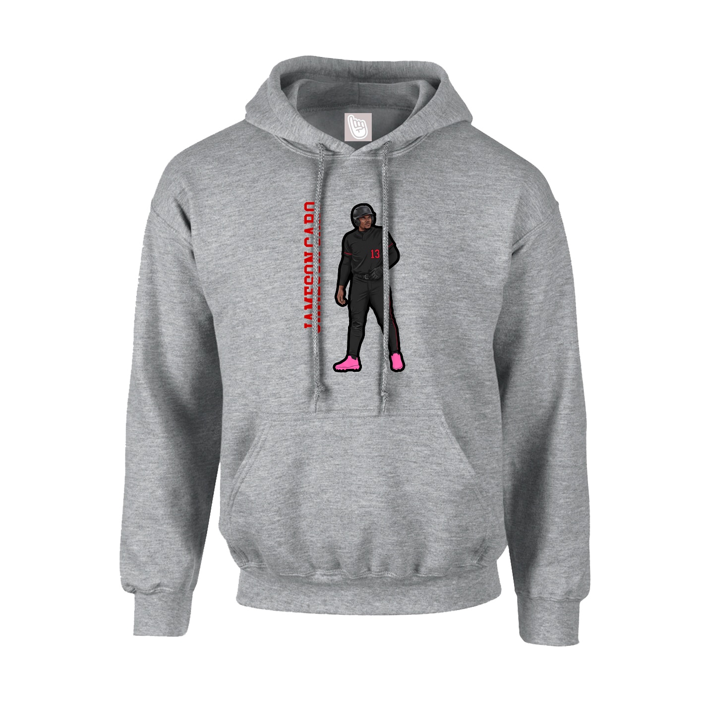 Hoodie — Name Vertical in Grey