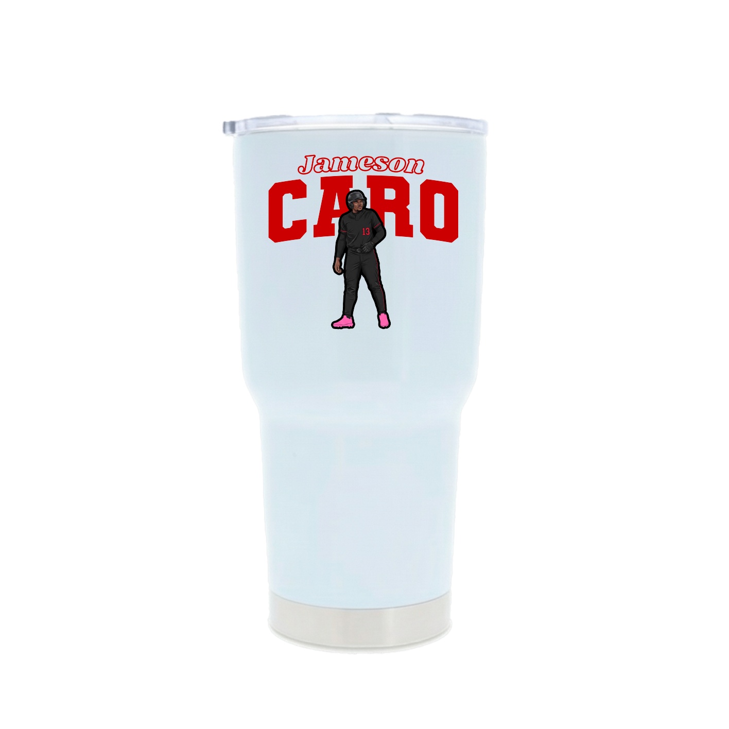 30oz Stainless Steel Tumbler — Name Arch in White