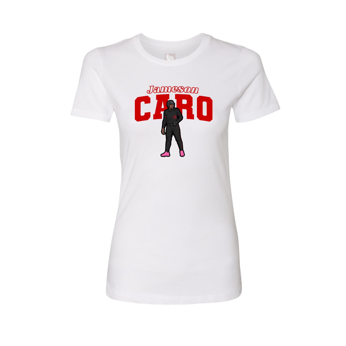 Womens Tee — Name Arch in White