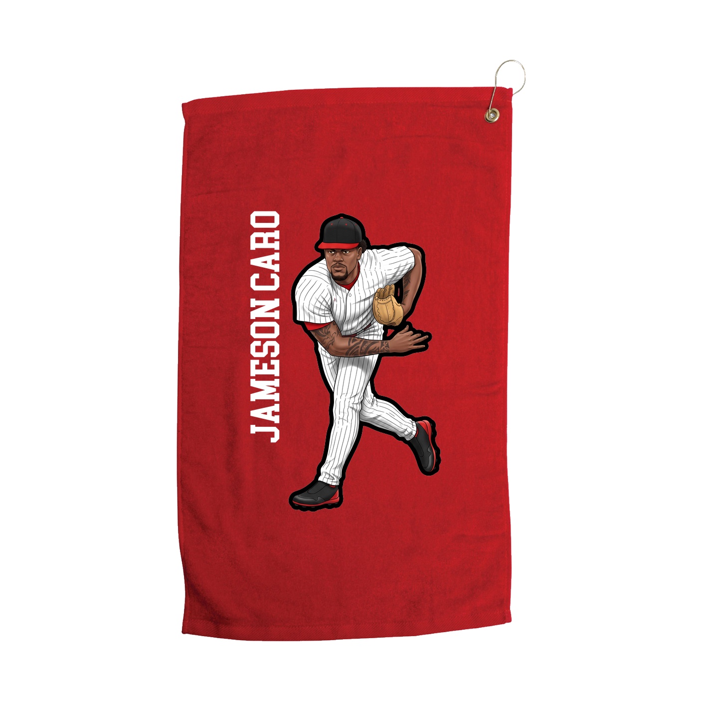 Golf Towel — Name Vertical in Red