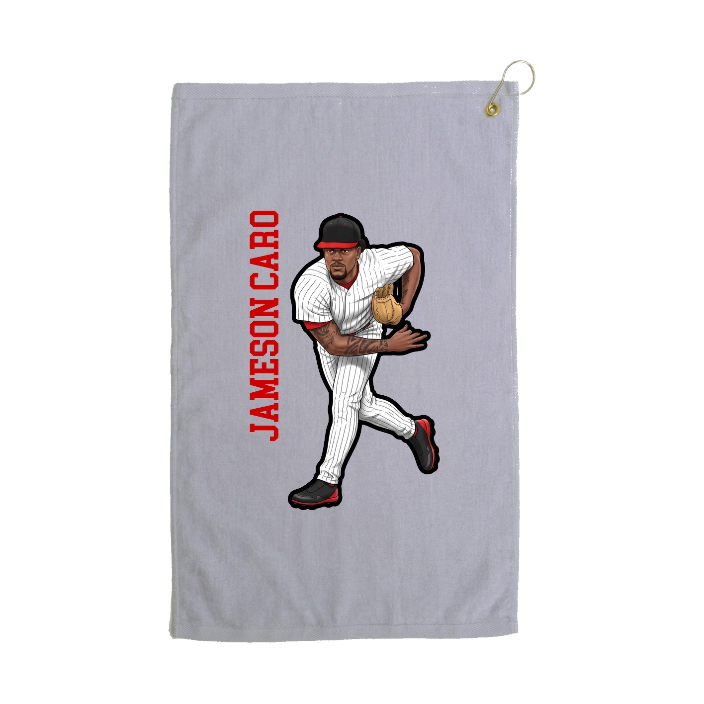 Golf Towel — Name Vertical in Grey