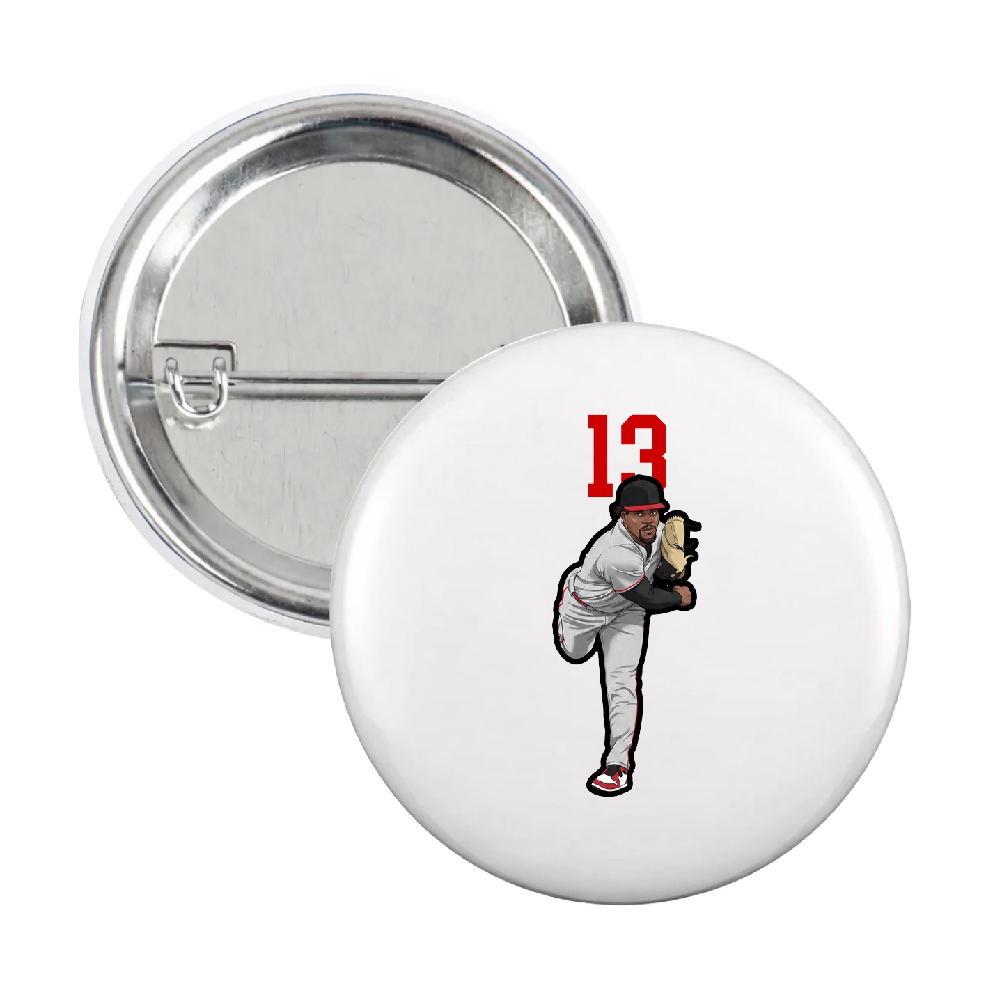 Game Day Button — Number Top in White