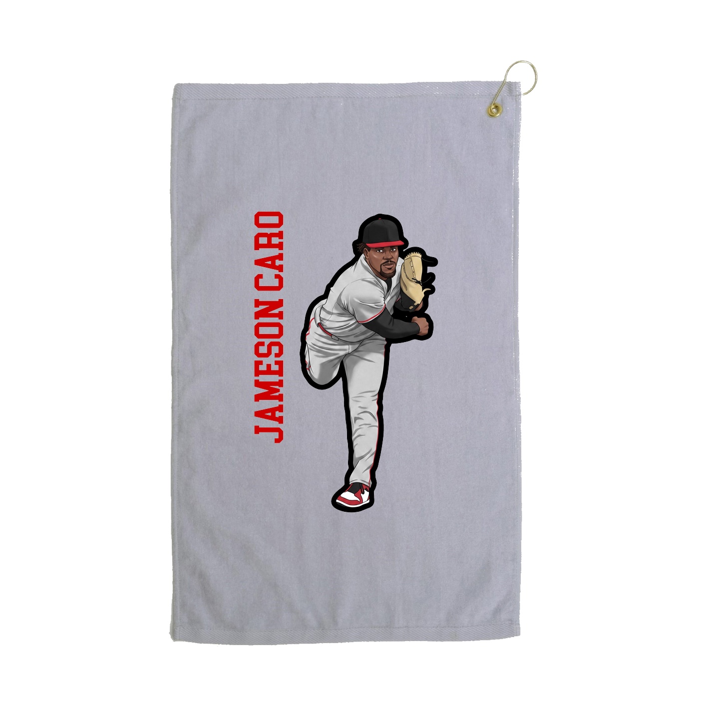Golf Towel — Name Vertical in Grey