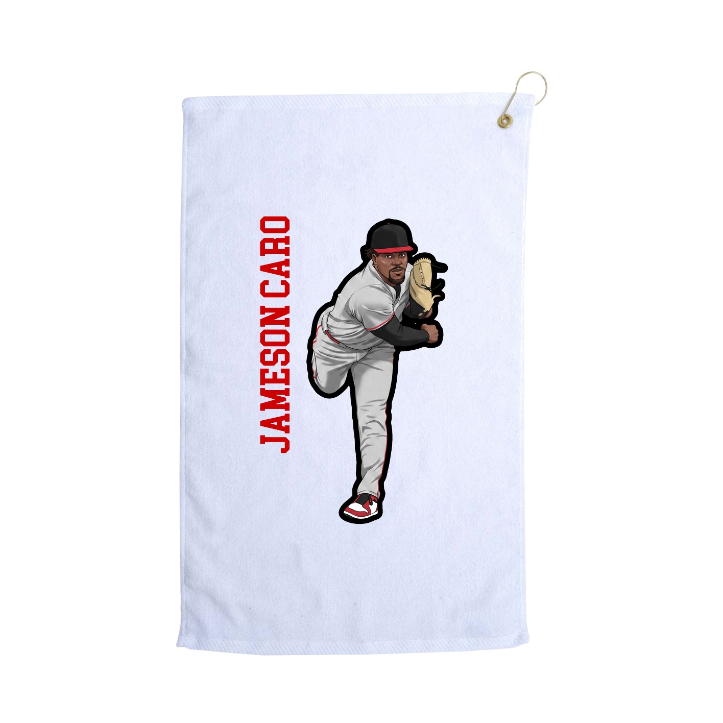 Golf Towel — Name Vertical in White