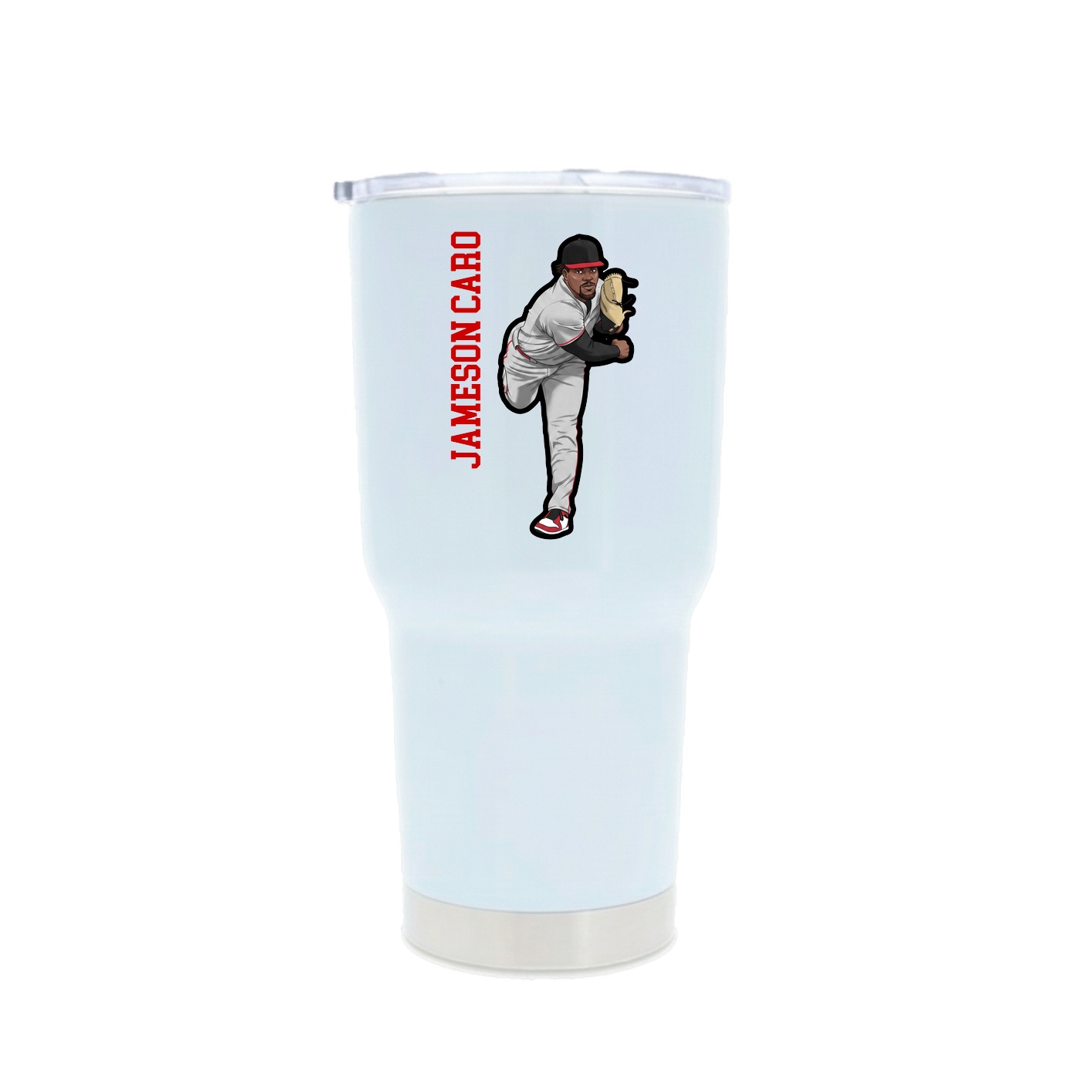 30oz Stainless Steel Tumbler — Name Vertical in White