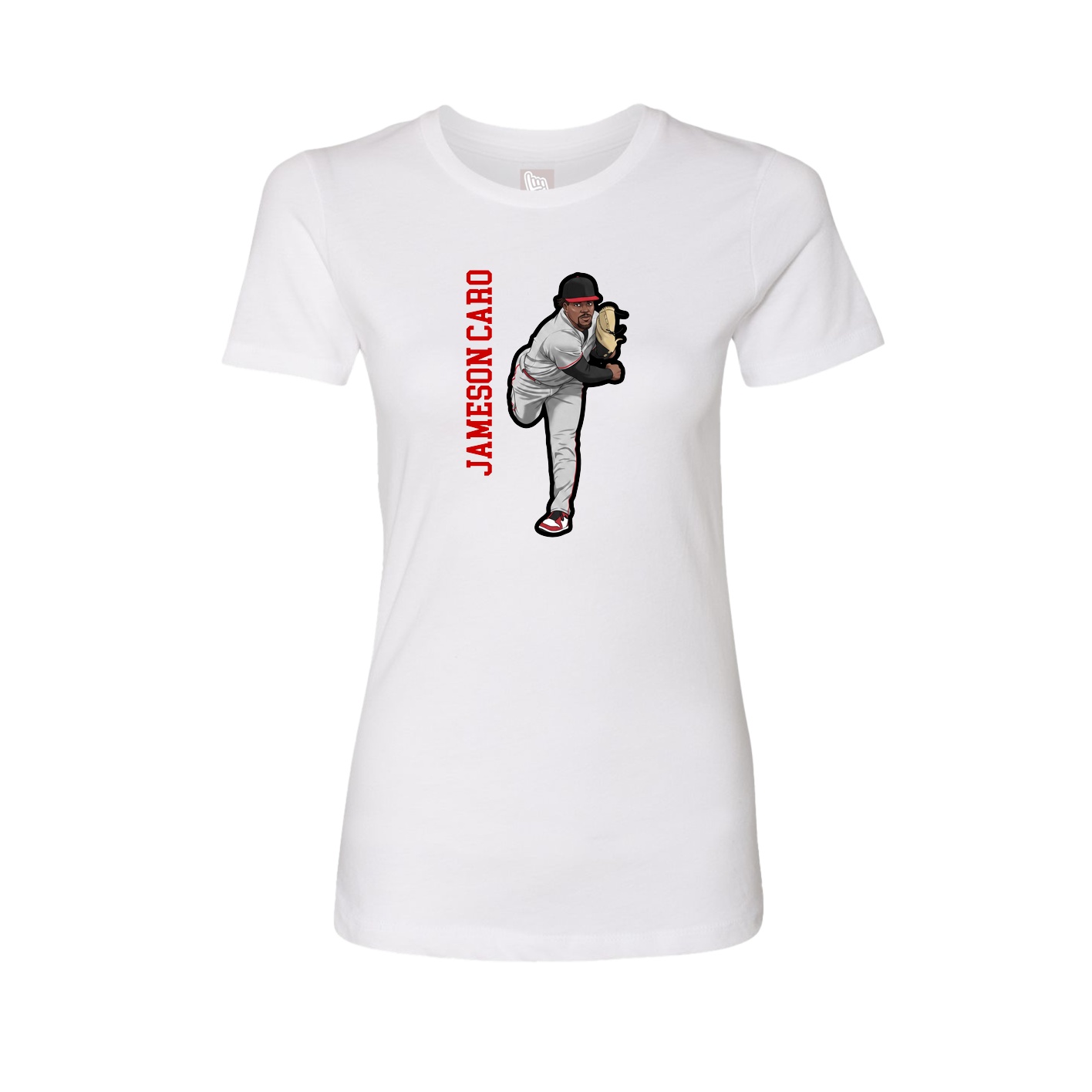 Womens Tee — Name Vertical in White
