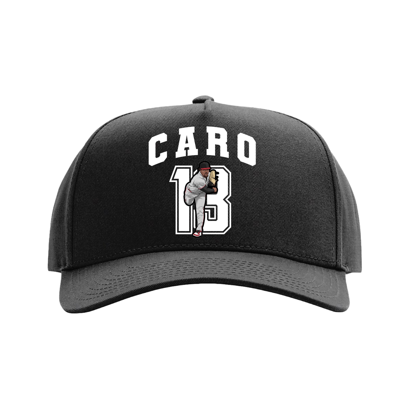 Full Fabric Five-Panel Champ Cap — Number in Black