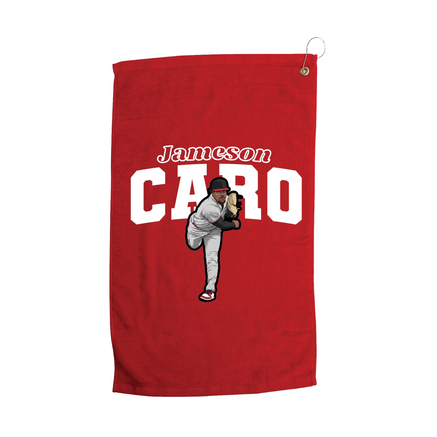 Golf Towel — Name Arch in Red