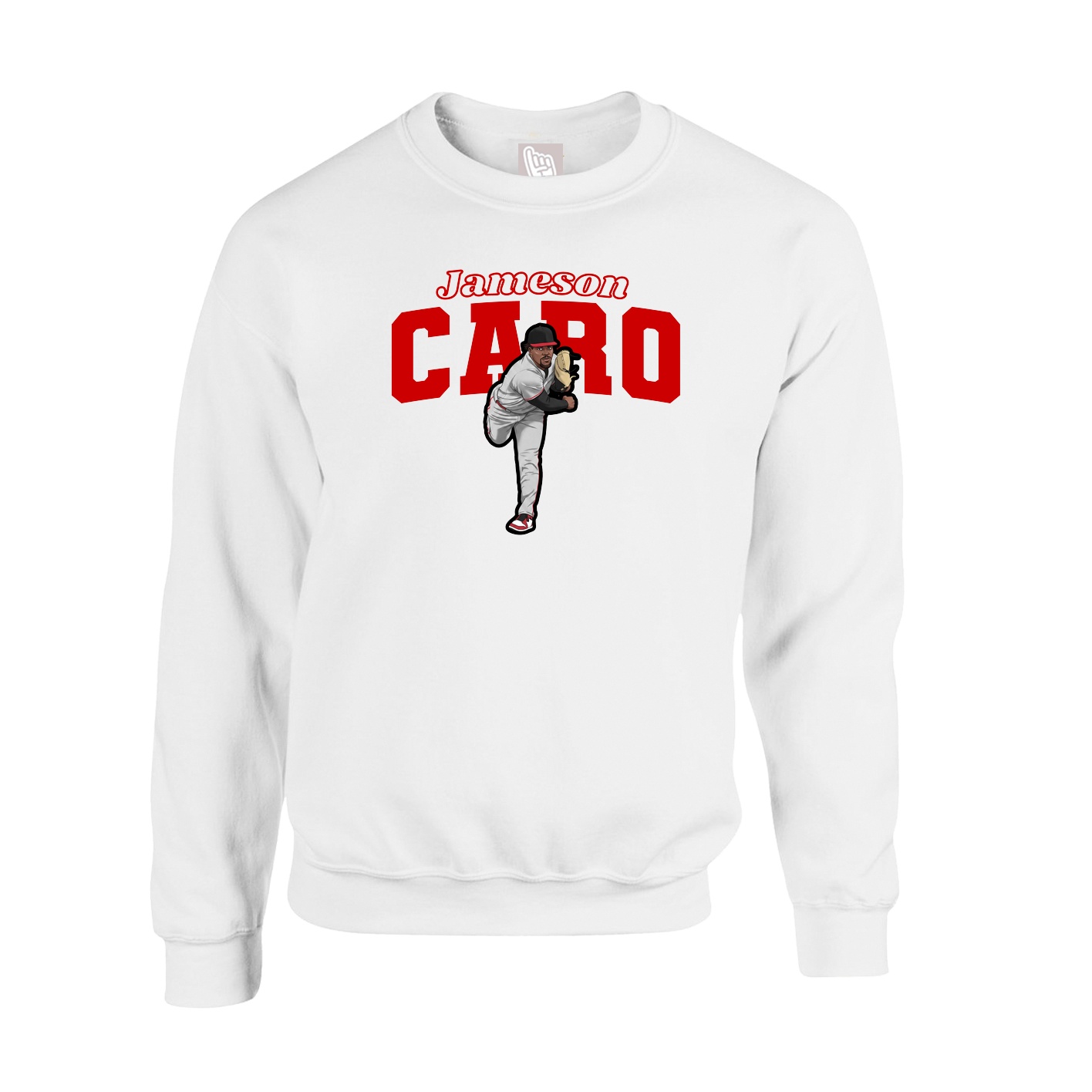 Fleece Crew — Name Arch in White