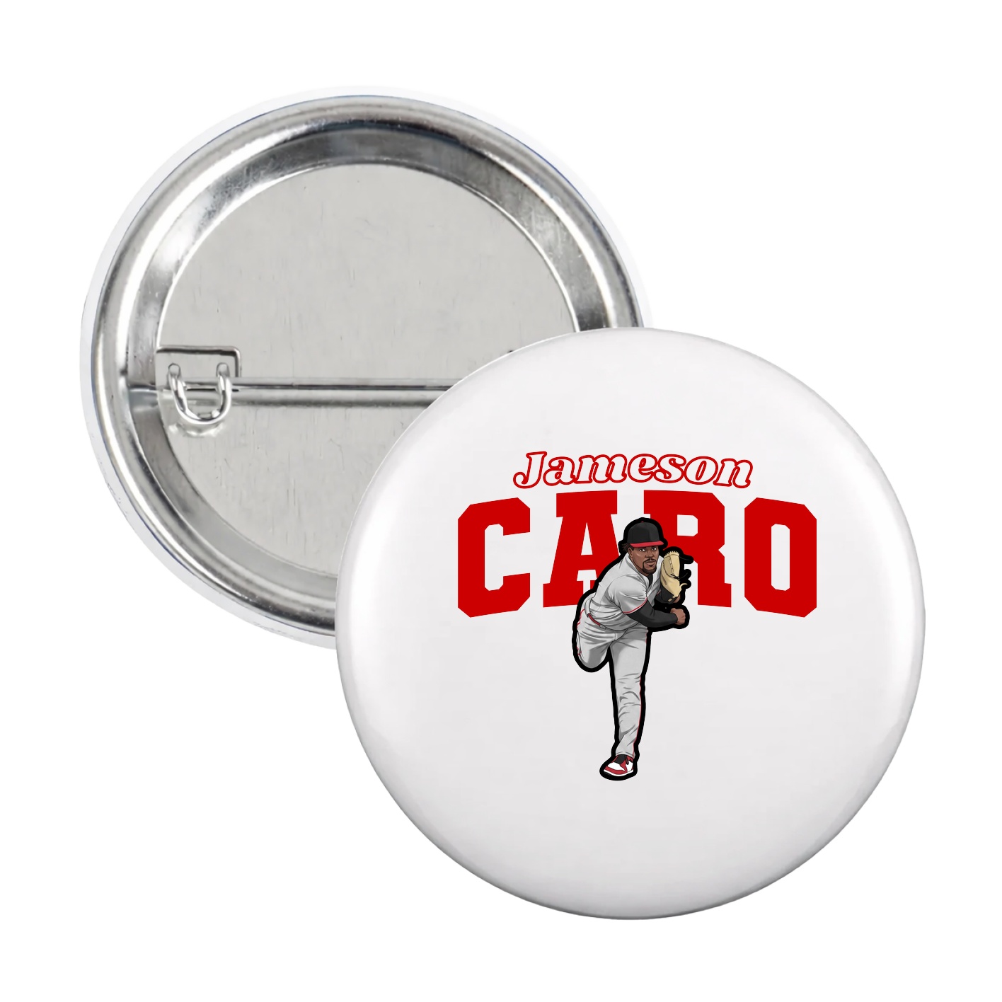Game Day Button — Name Arch in White