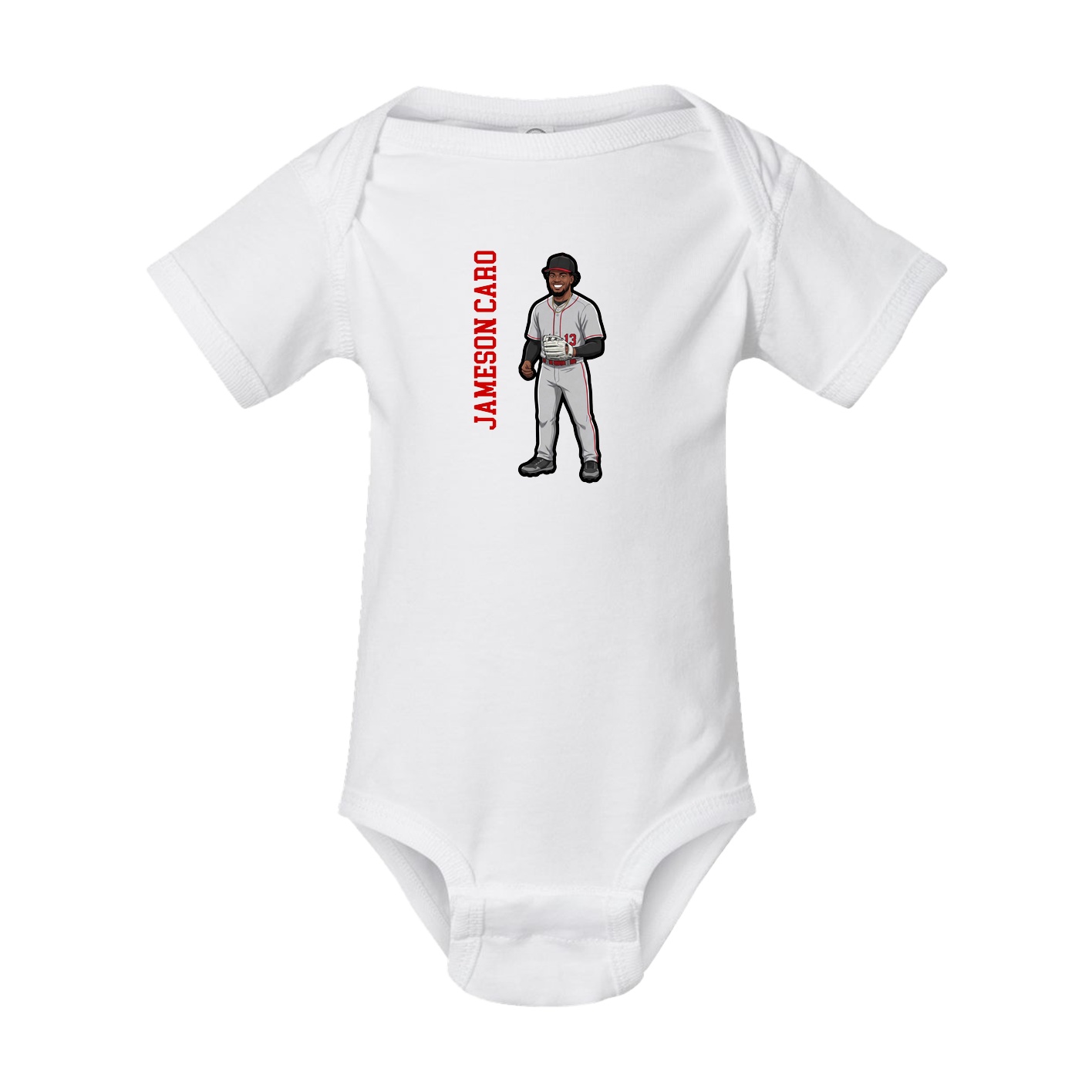 Baby Onesie — Name Vertical in White