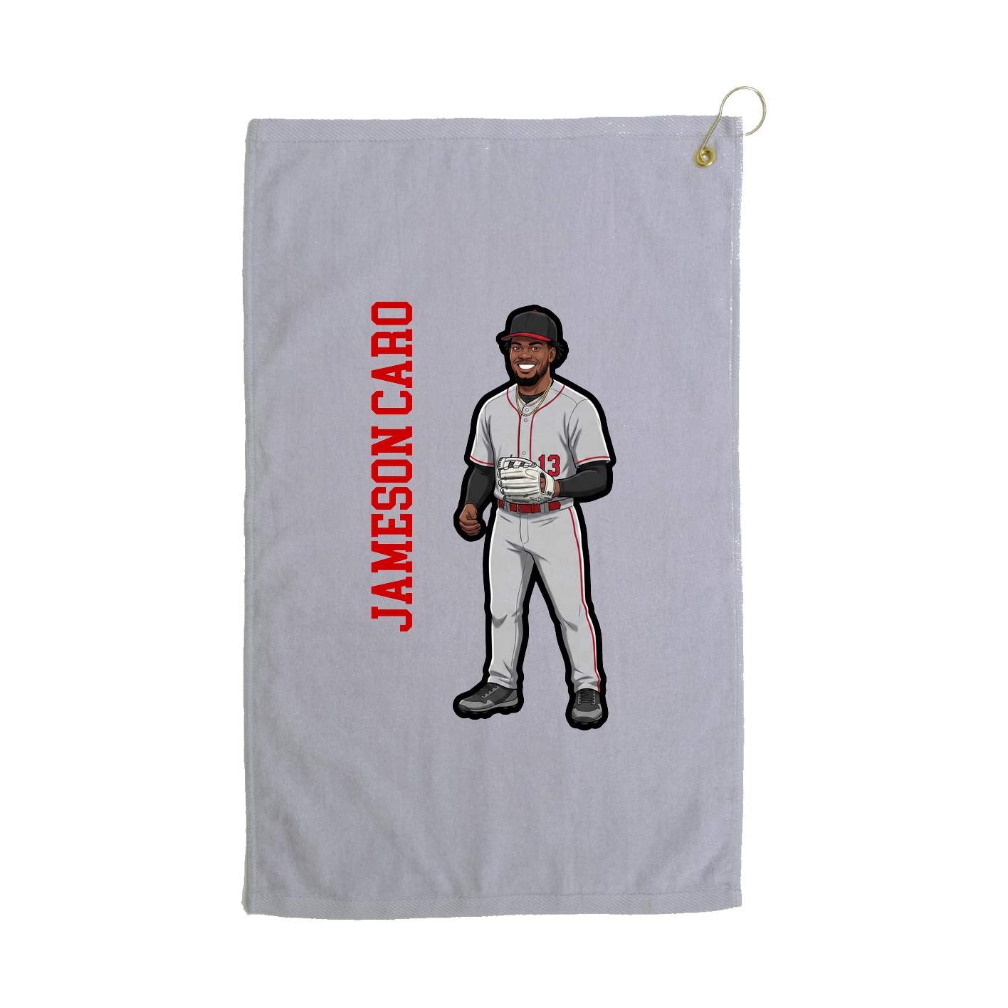 Golf Towel — Name Vertical in Grey