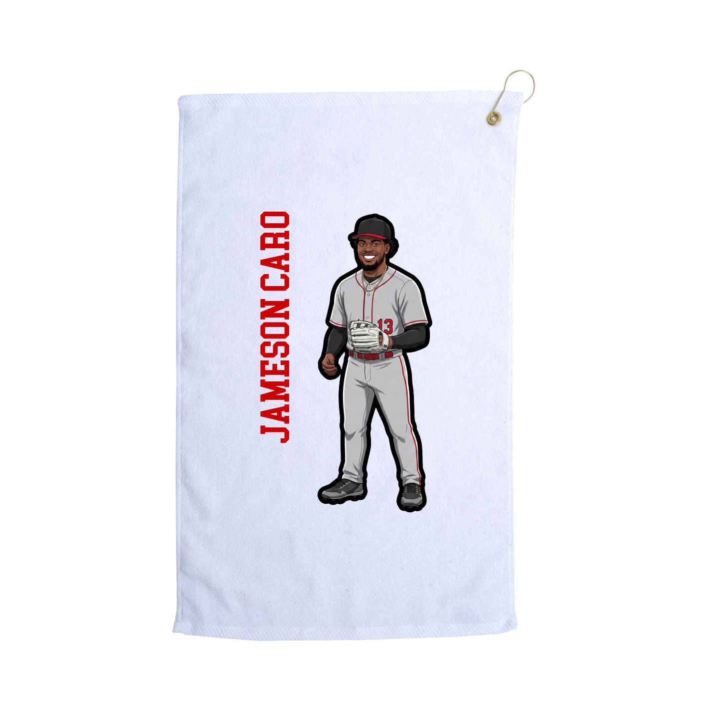 Golf Towel — Name Vertical in White