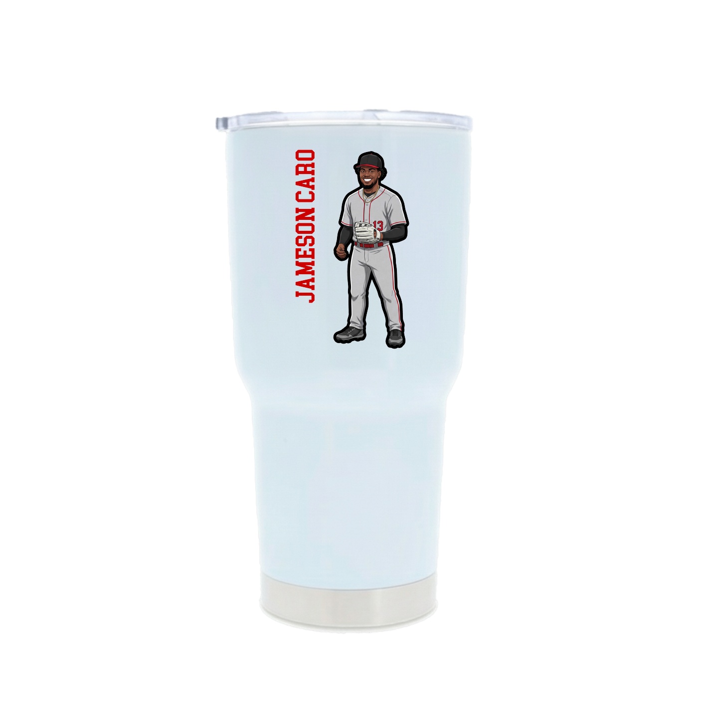 30oz Stainless Steel Tumbler — Name Vertical in White
