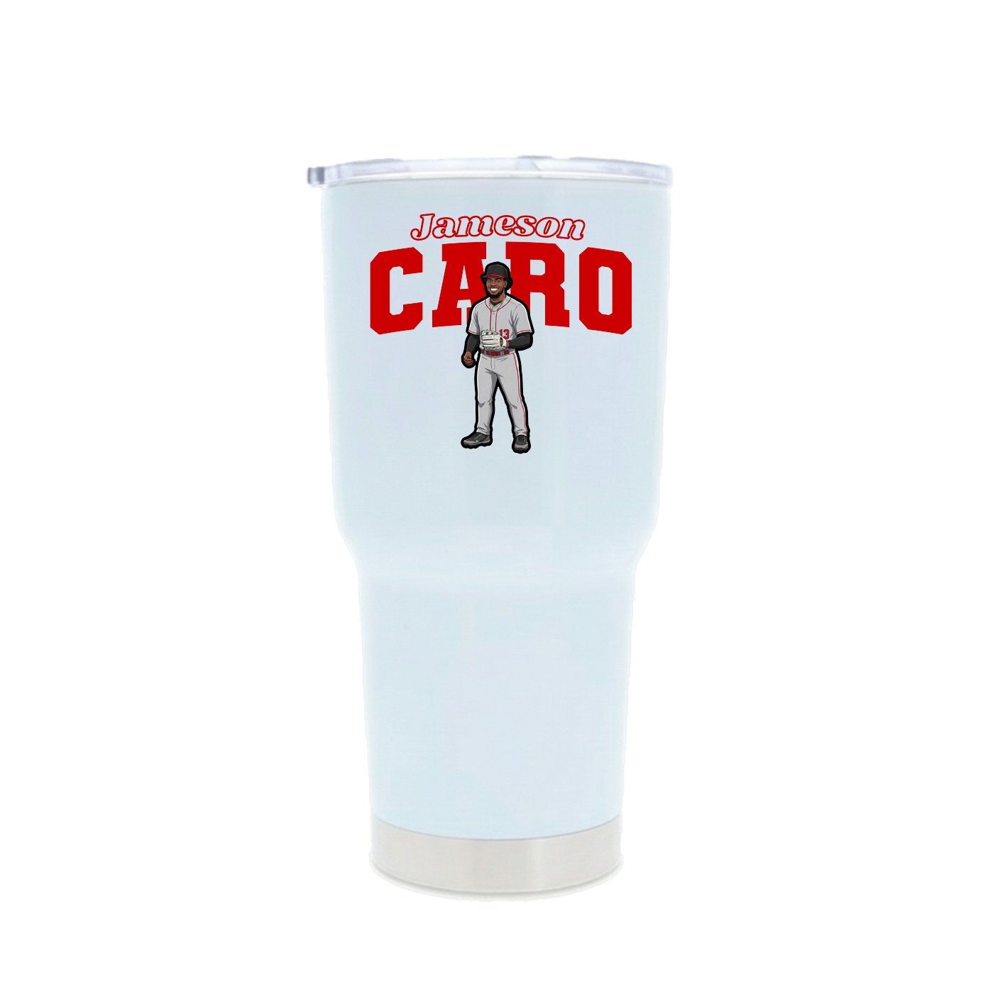 30oz Stainless Steel Tumbler — Name Arch in White