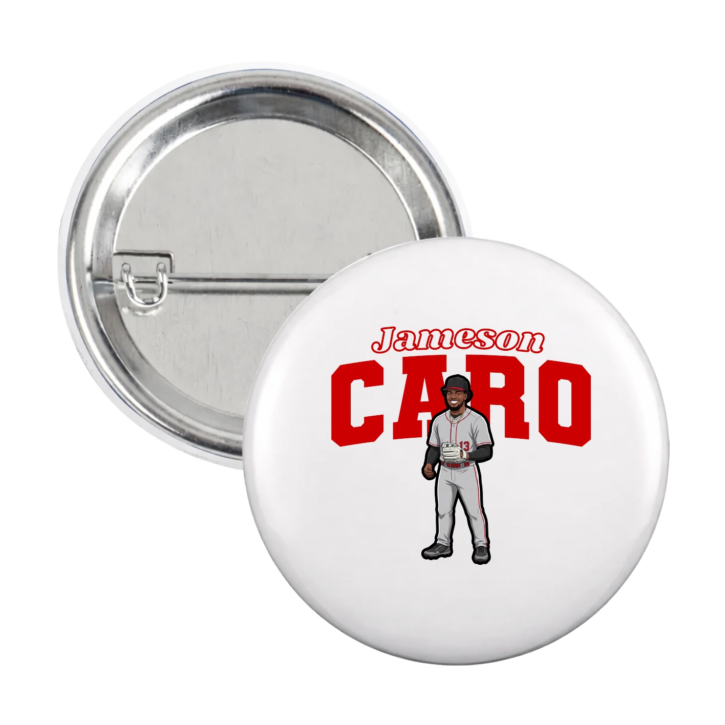 Game Day Button — Name Arch in White