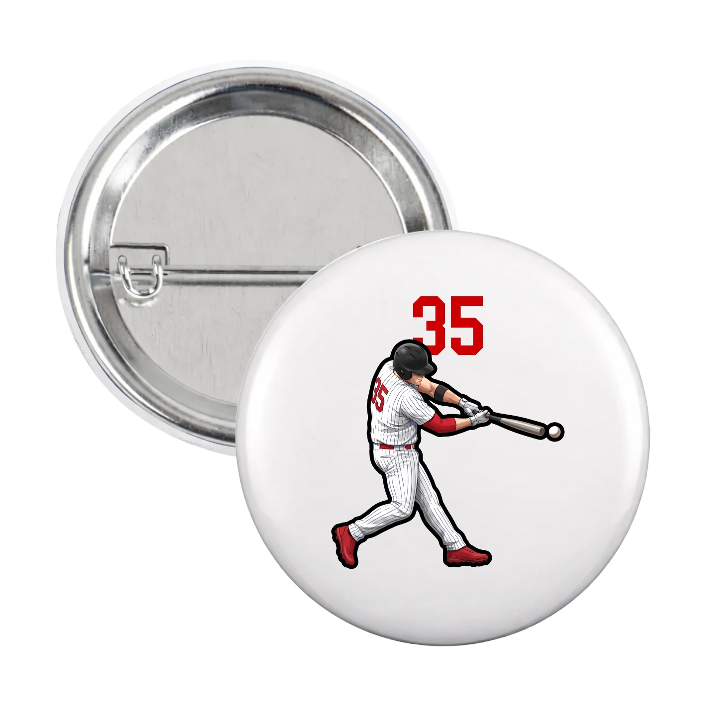 Game Day Button — Number Top in White