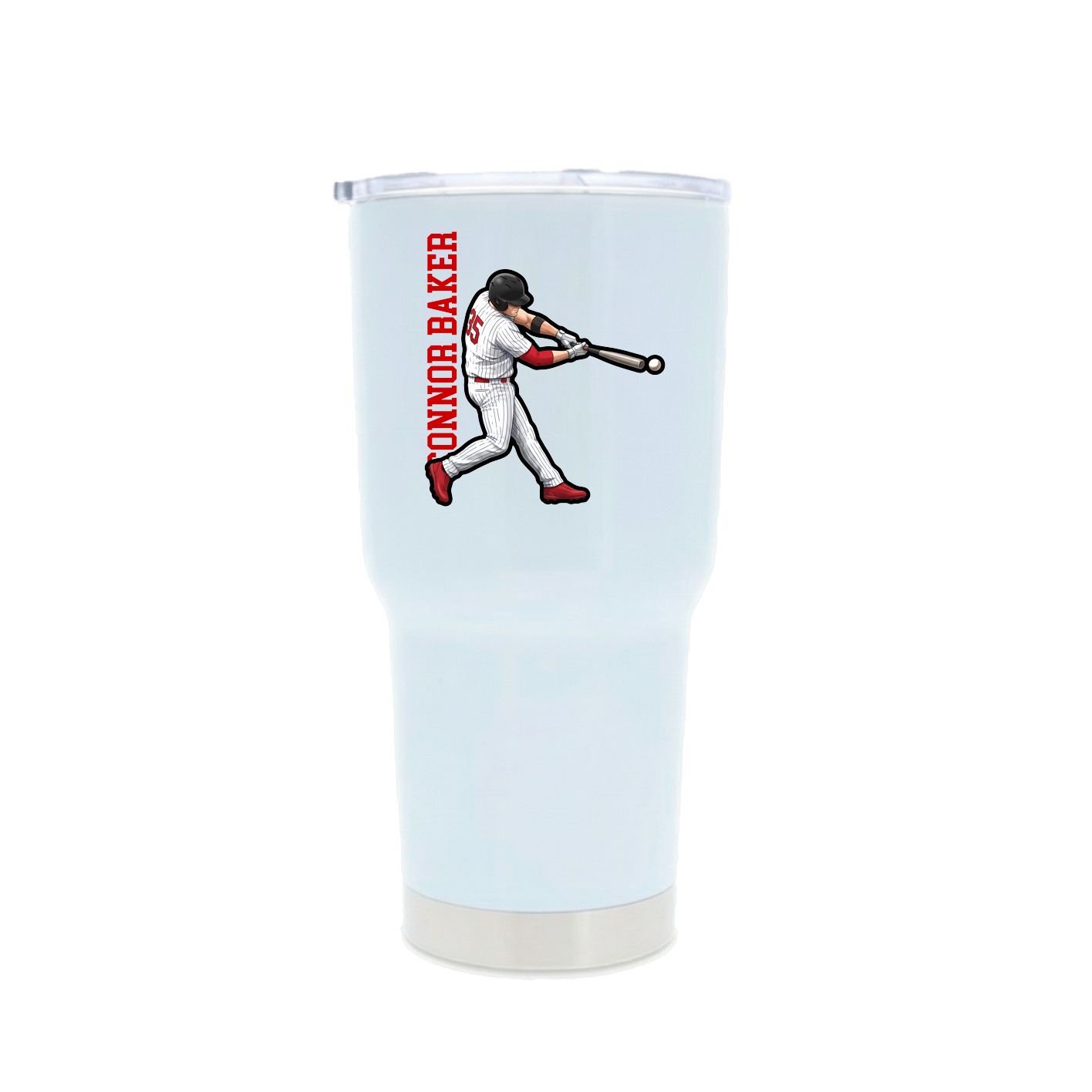30oz Stainless Steel Tumbler — Name Vertical in White