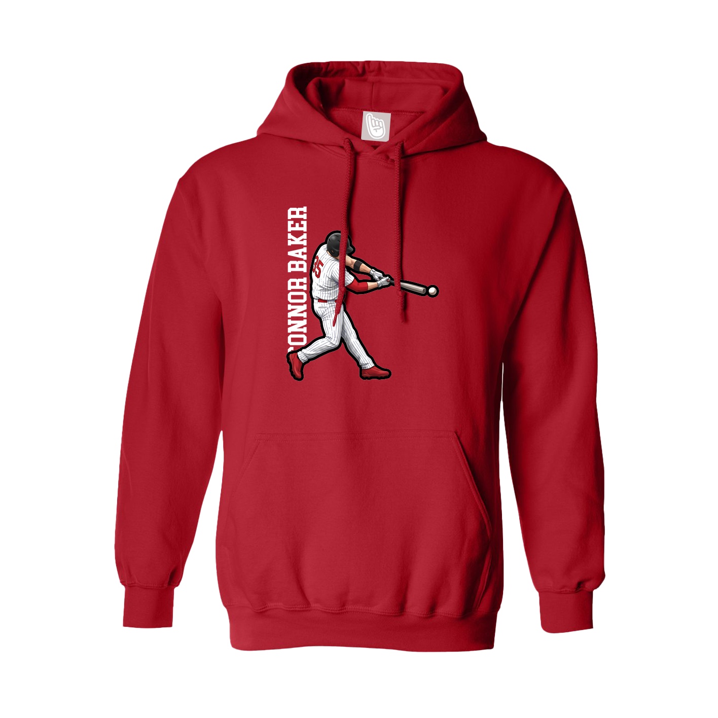 Hoodie — Name Vertical in Red