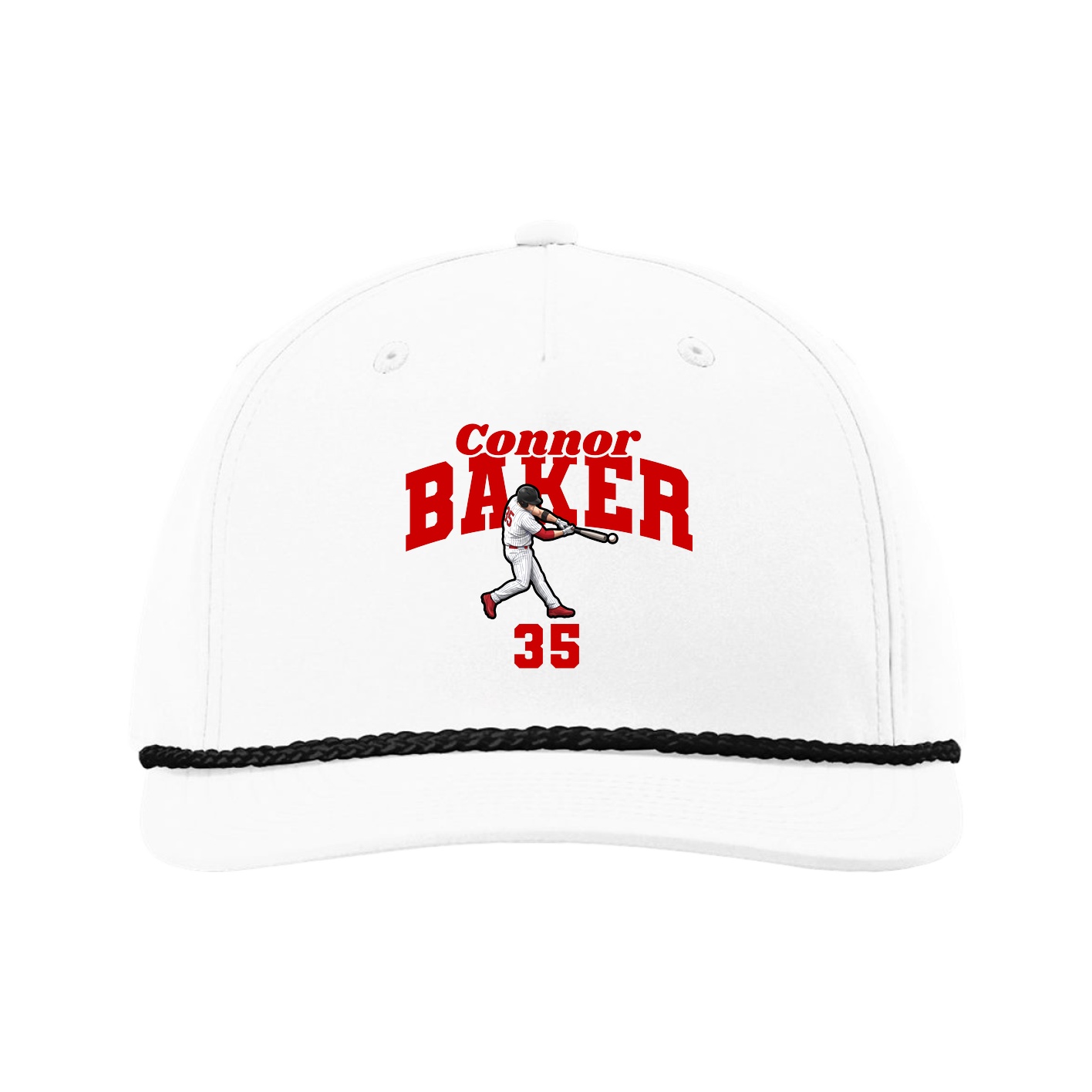 Five-Panel Classic Rope Cap — Signature Arch in White