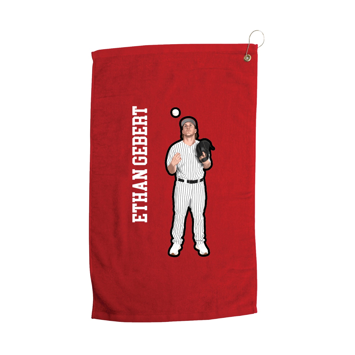 Golf Towel — Name Vertical in Red