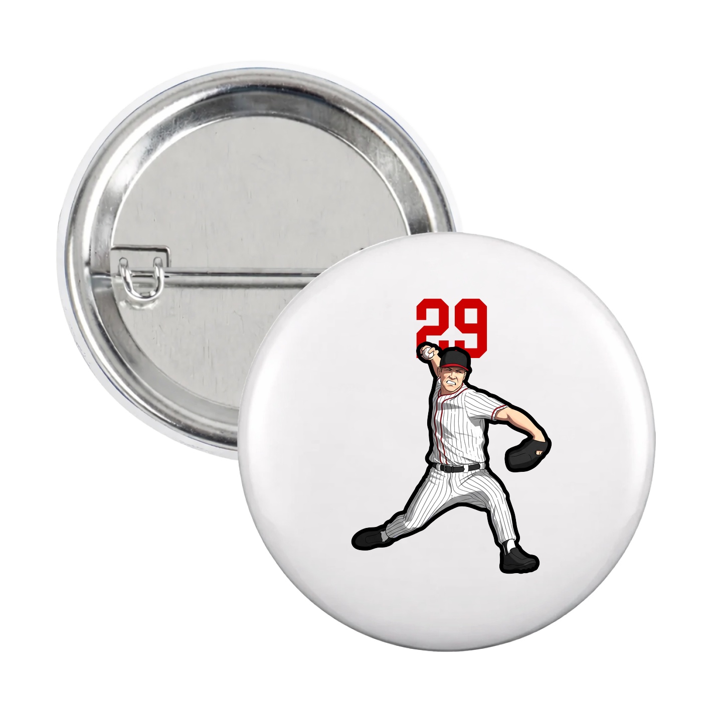 Game Day Button — Number Top in White