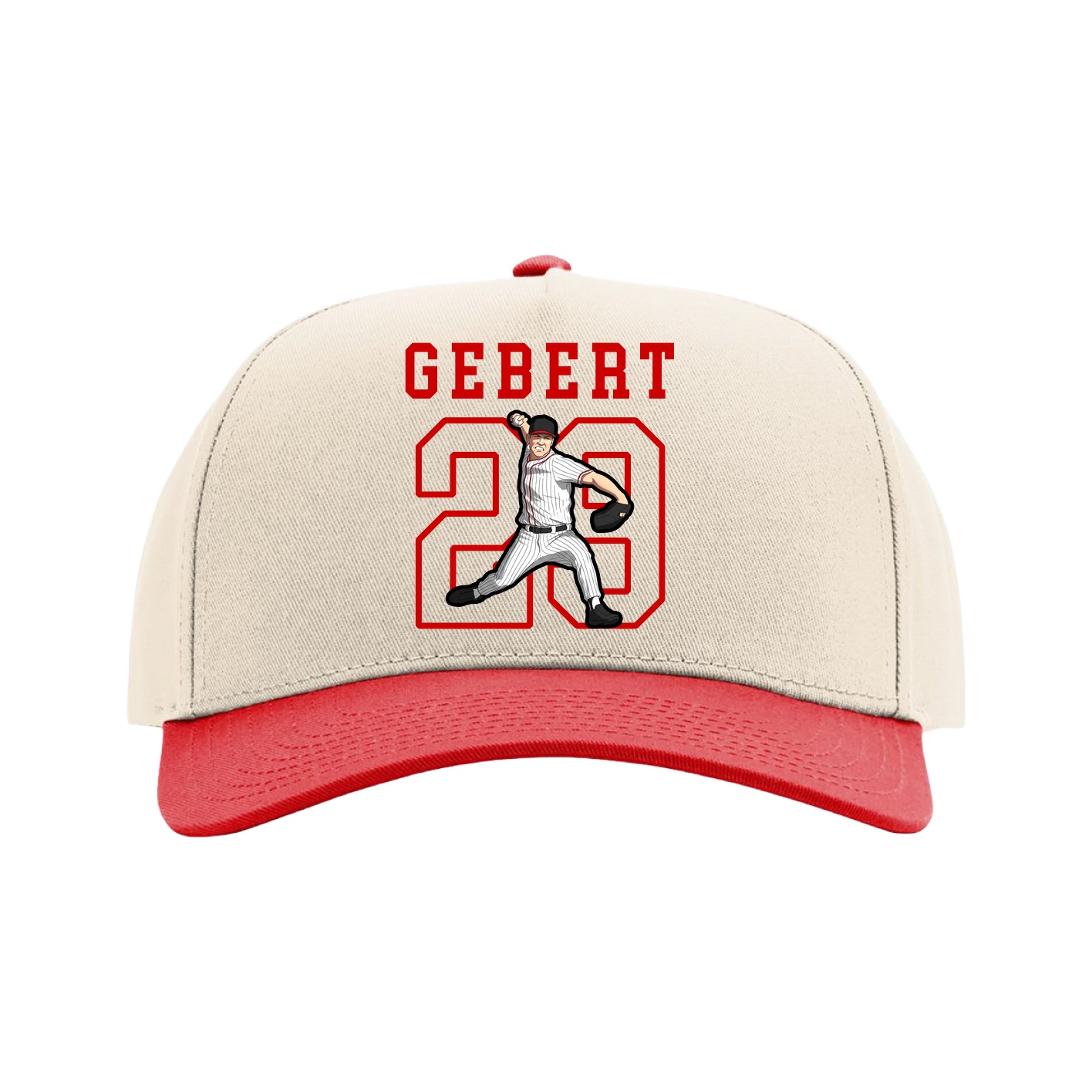 Full Fabric Five-Panel Champ Cap — Shirsey in Cream/Red