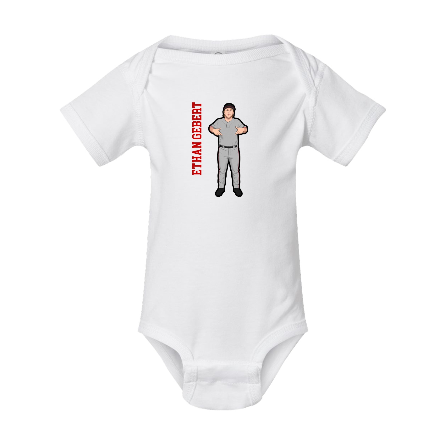 Baby Onesie — Name Vertical in White