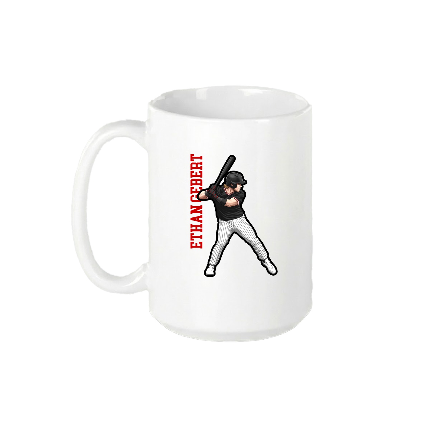 15oz Coffee Mug — Name Vertical in White