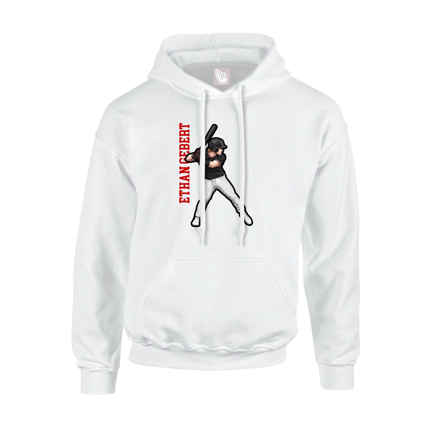 Youth Hoodie — Name Vertical in White