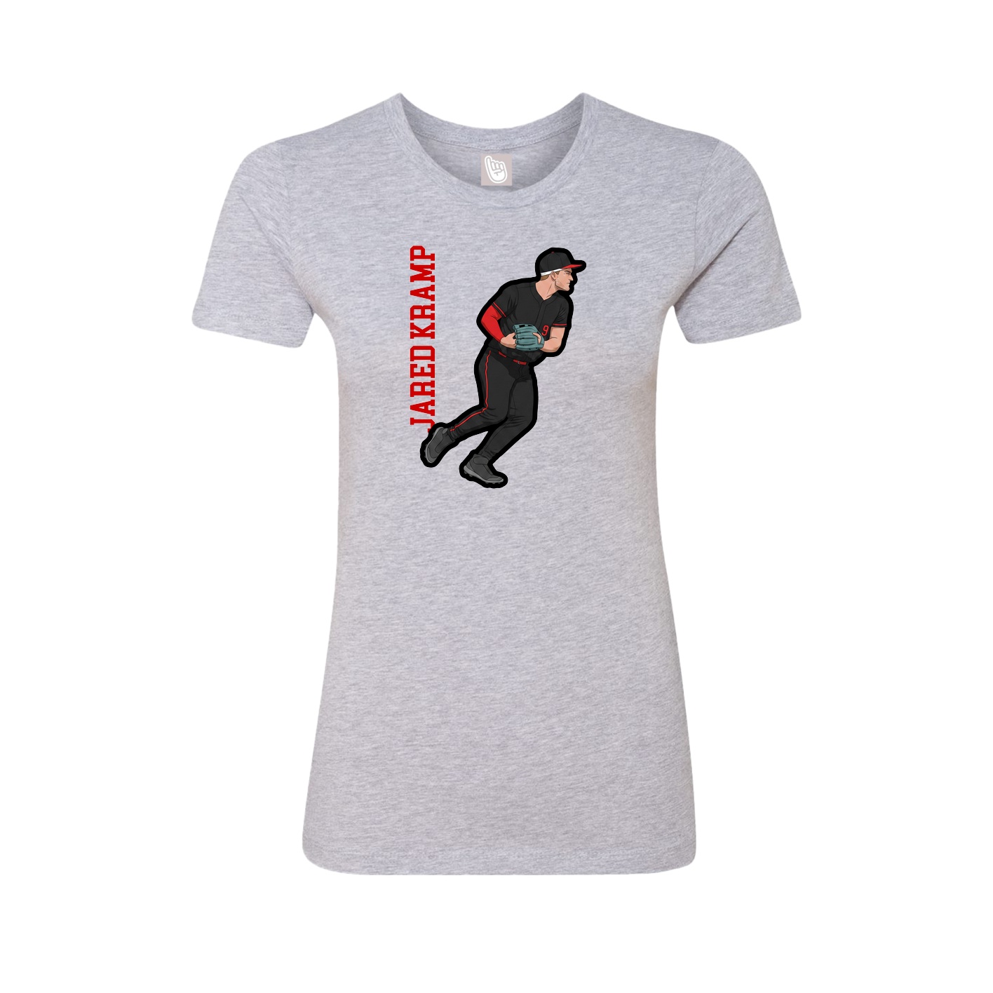 Fitted Women's Tee — Name Vertical in Grey