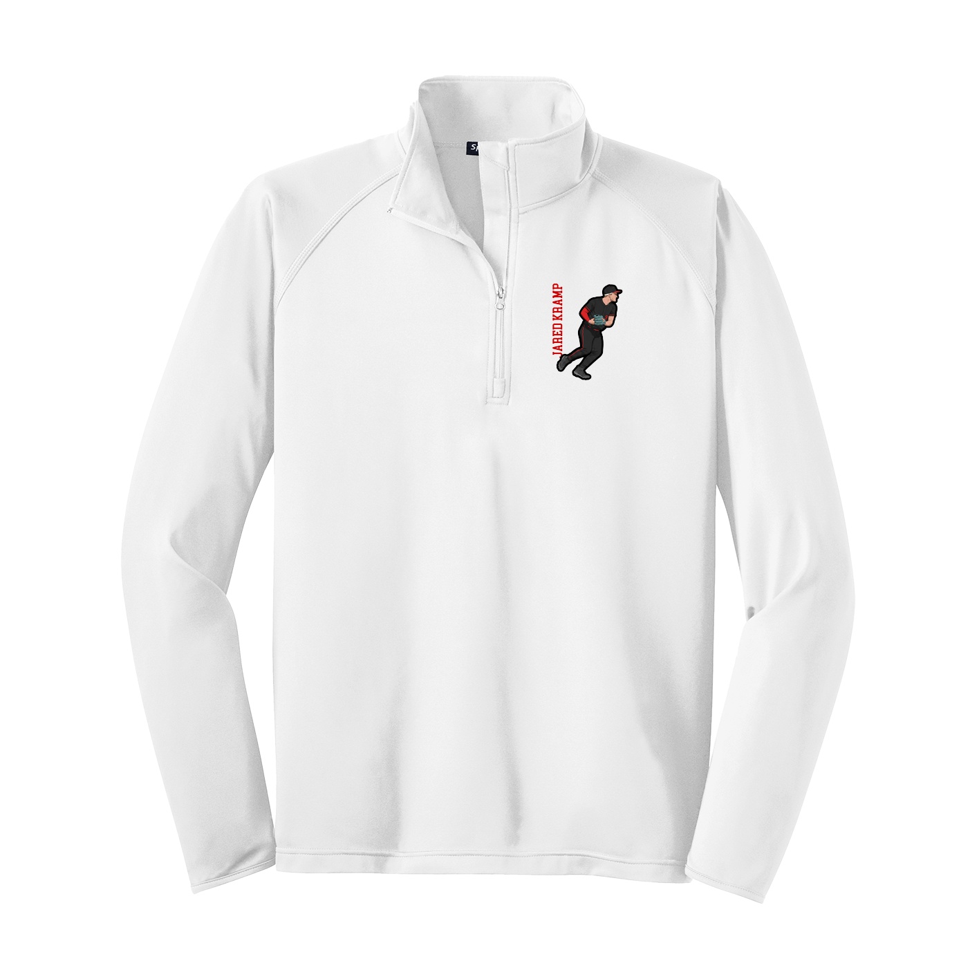 Q-Zip Pullover — Name Vertical in White