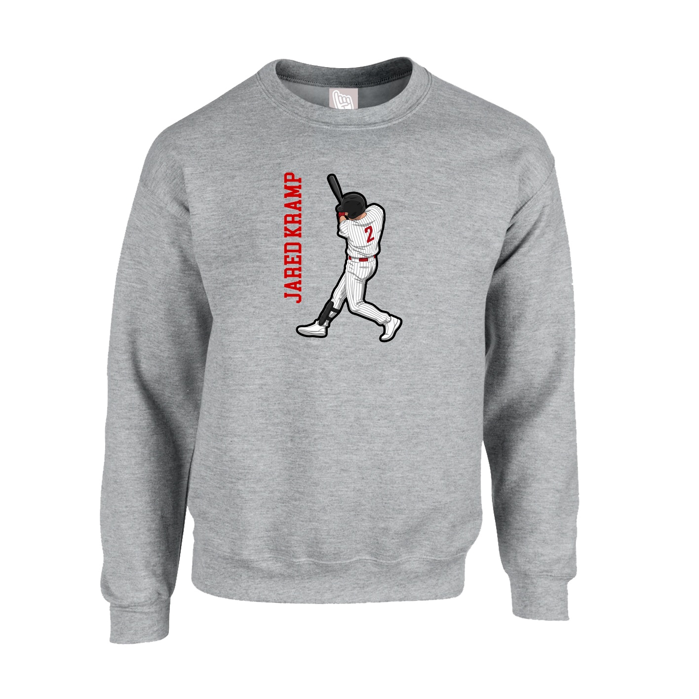 Fleece Crew — Name Vertical in Grey
