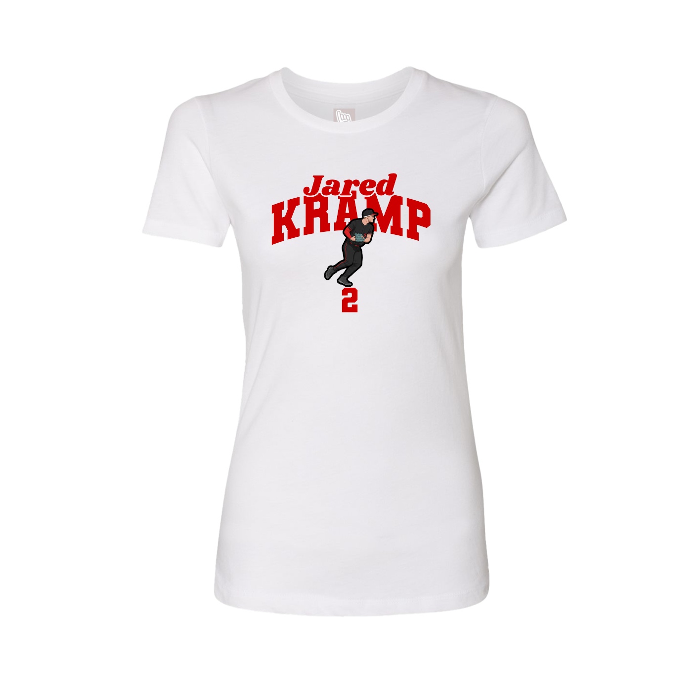 Fitted Women's Tee — Signature Arch in White