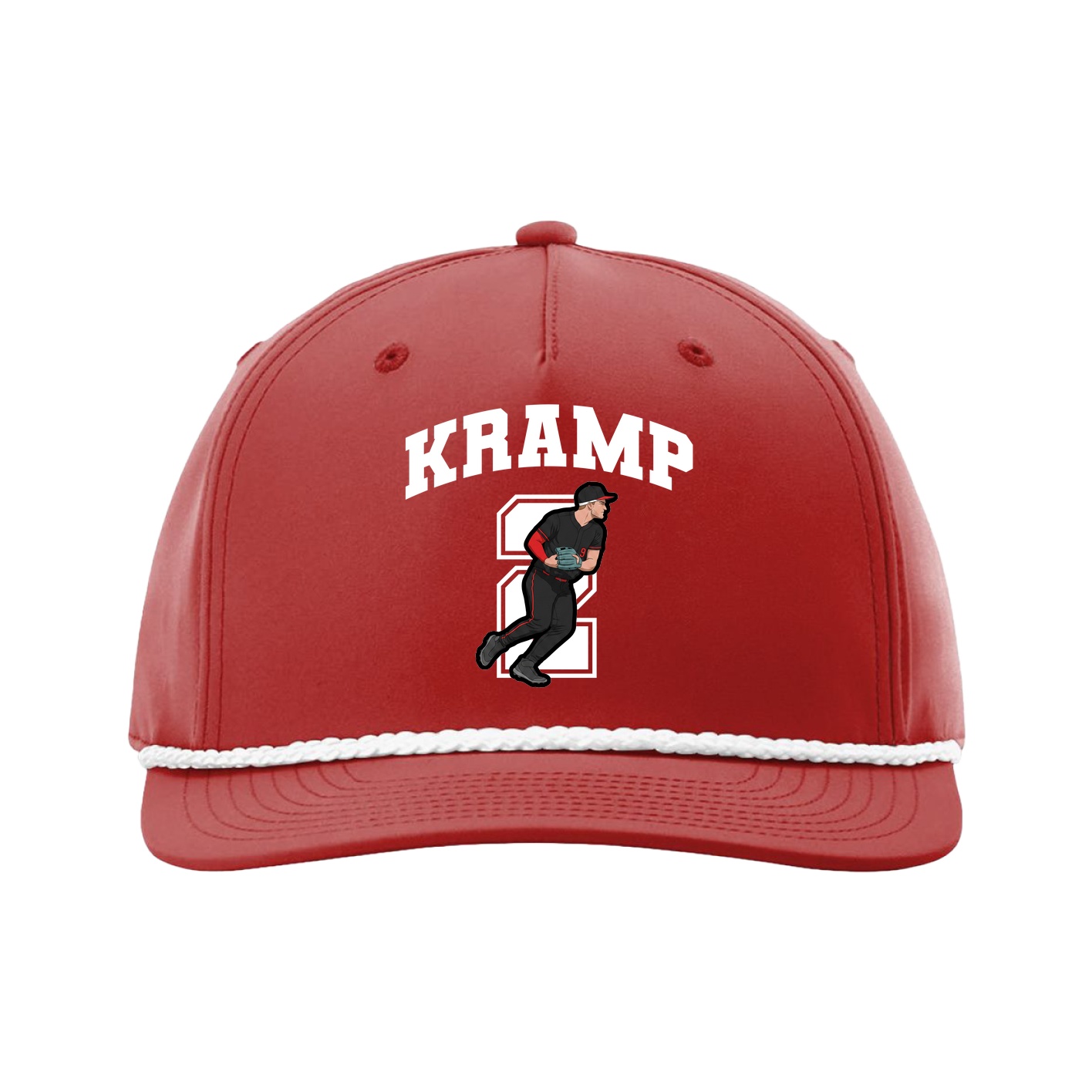 Five-Panel Classic Rope Cap — Number in Red
