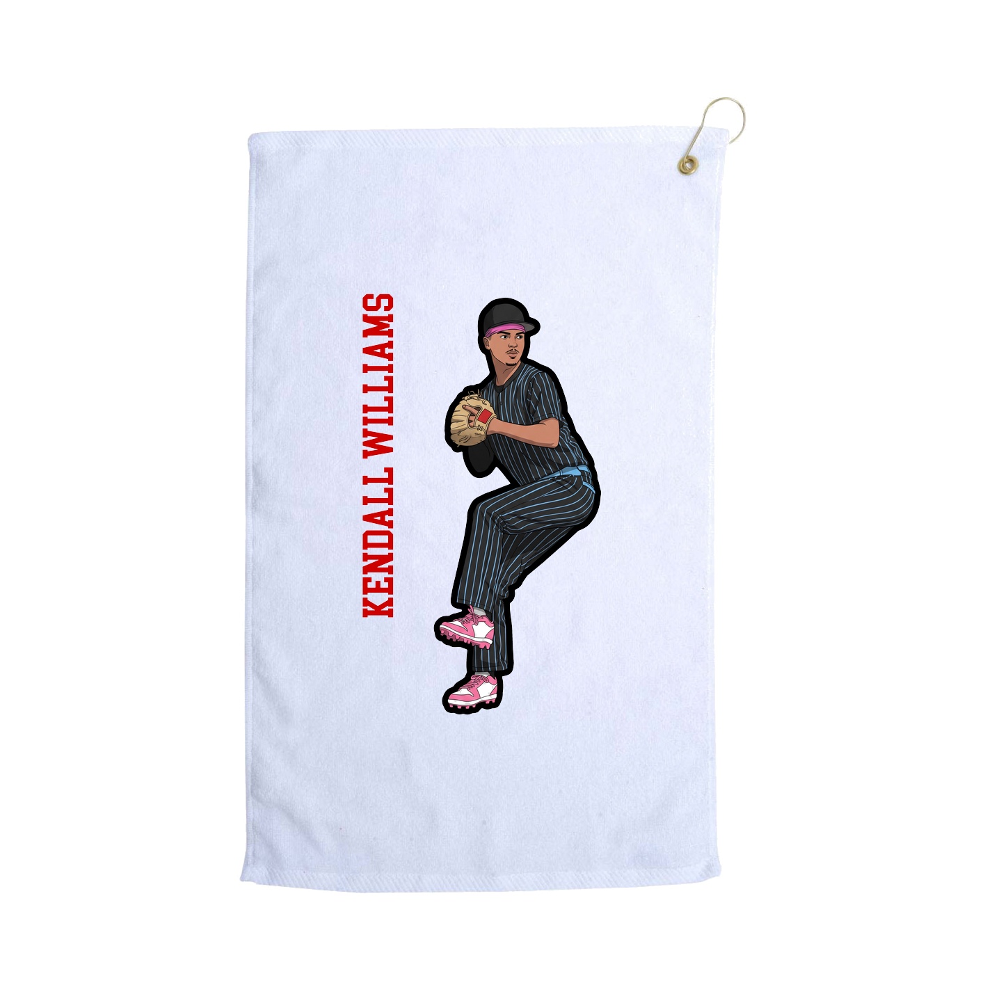 Golf Towel — Name Vertical in White