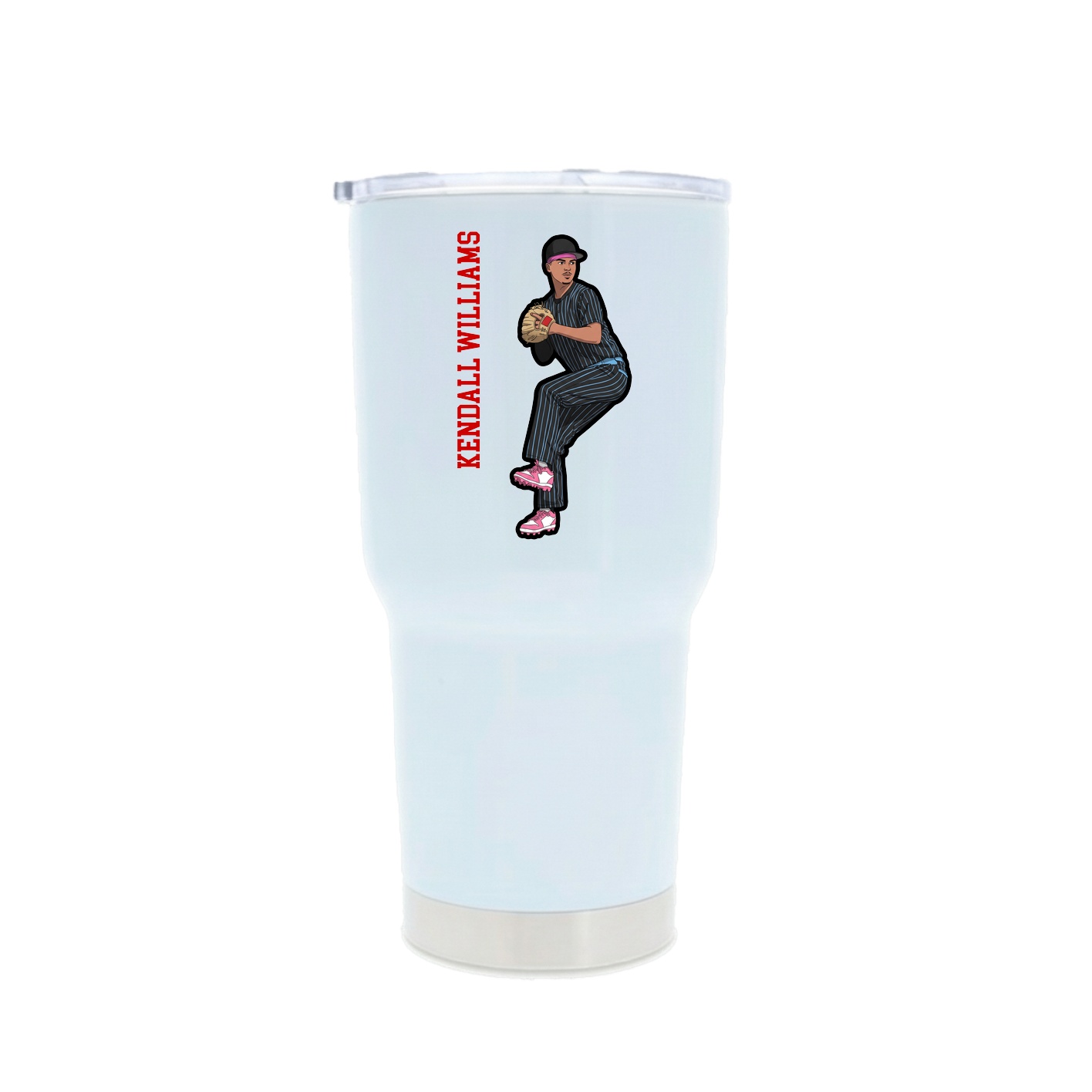 30oz Stainless Steel Tumbler — Name Vertical in White