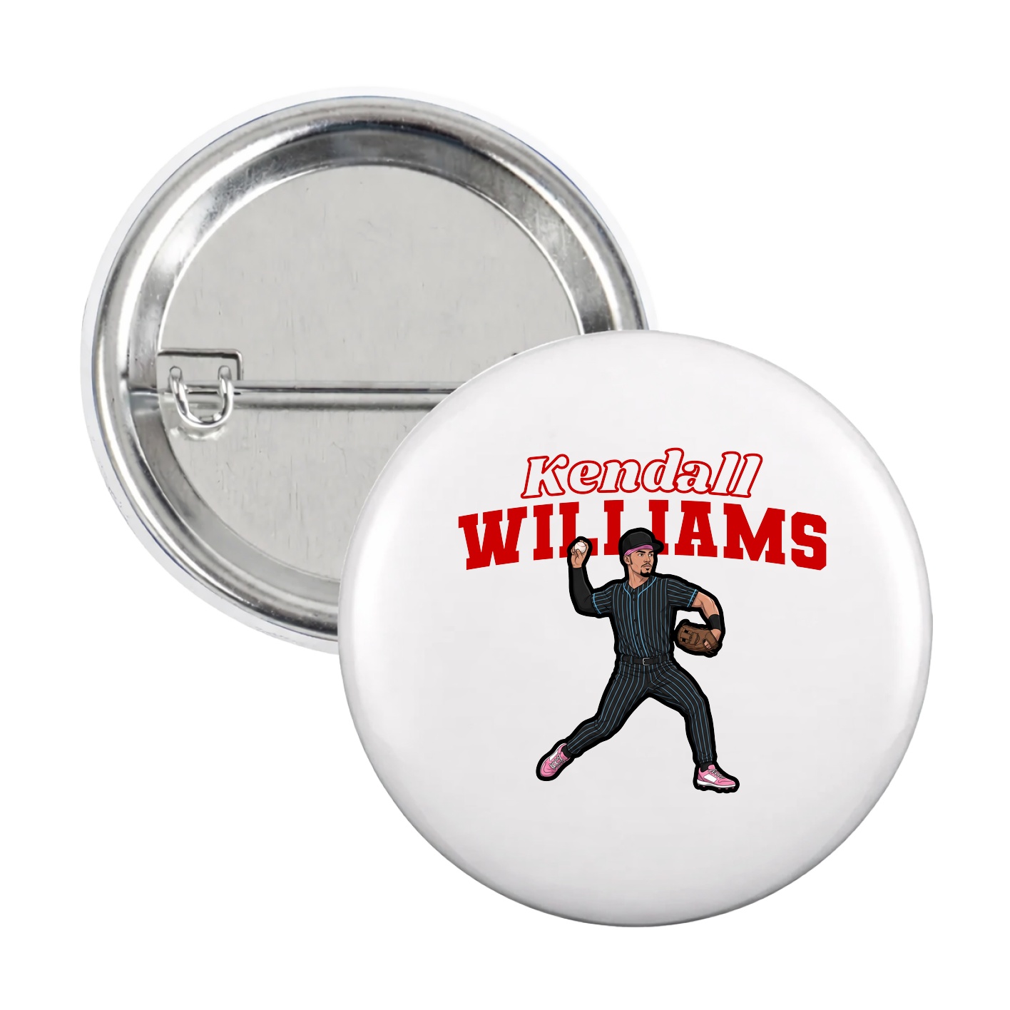 Game Day Button — Name Arch in White