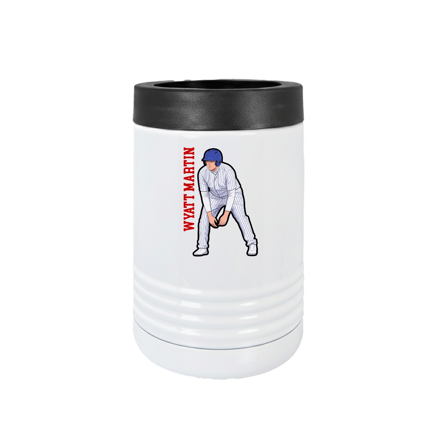 Beverage Holder — Name Vertical in White