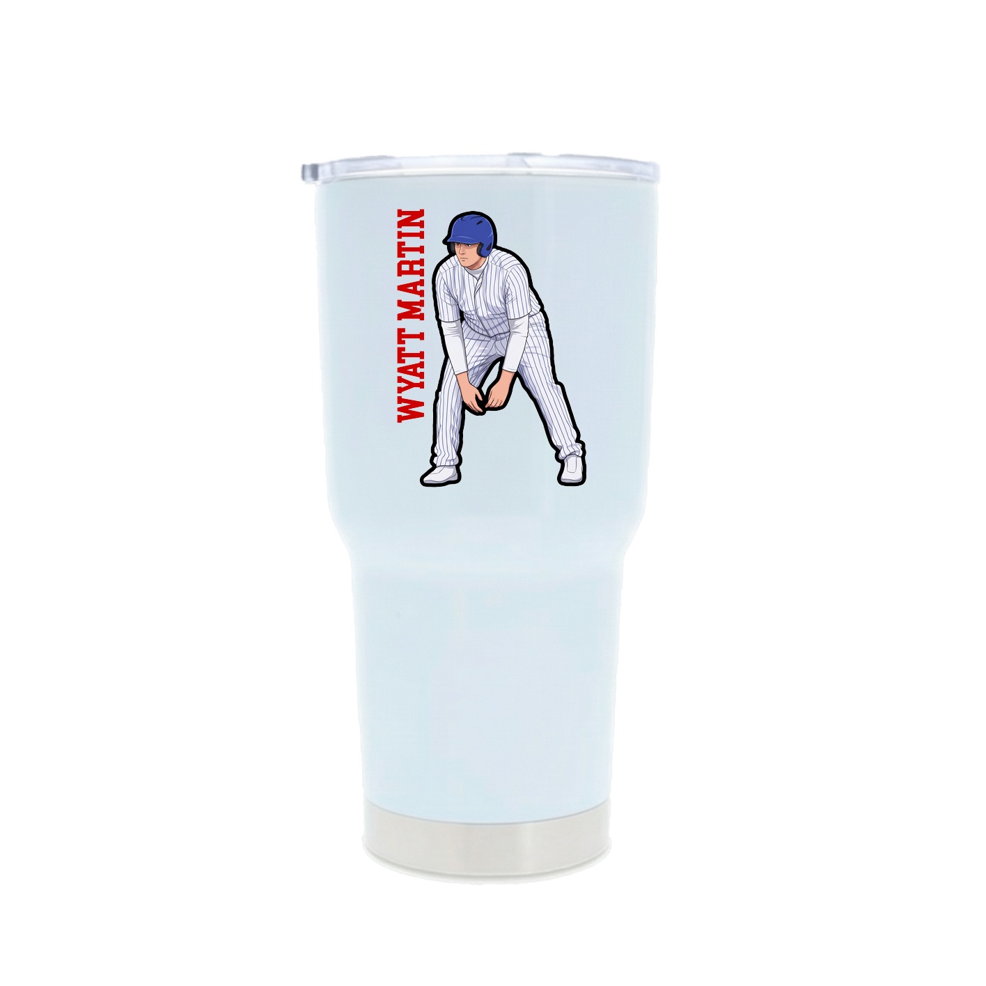 30oz Stainless Steel Tumbler — Name Vertical in White