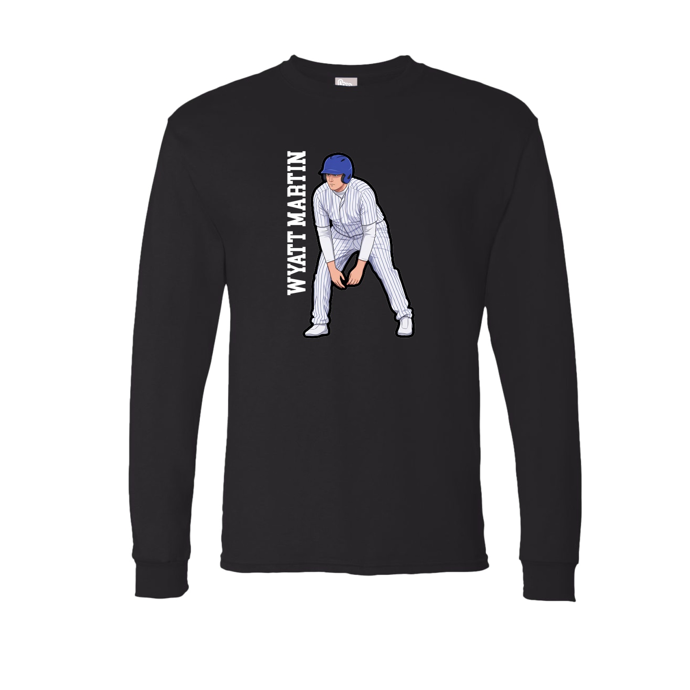 Long Sleeve Tee — Name Vertical in Black