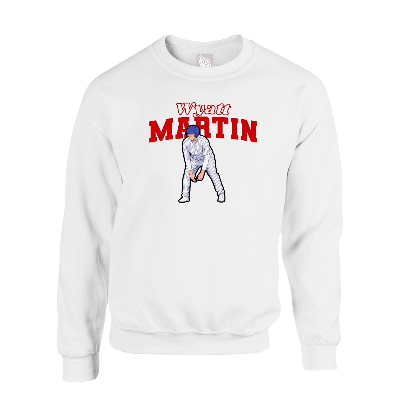 Fleece Crew — Name Arch in White