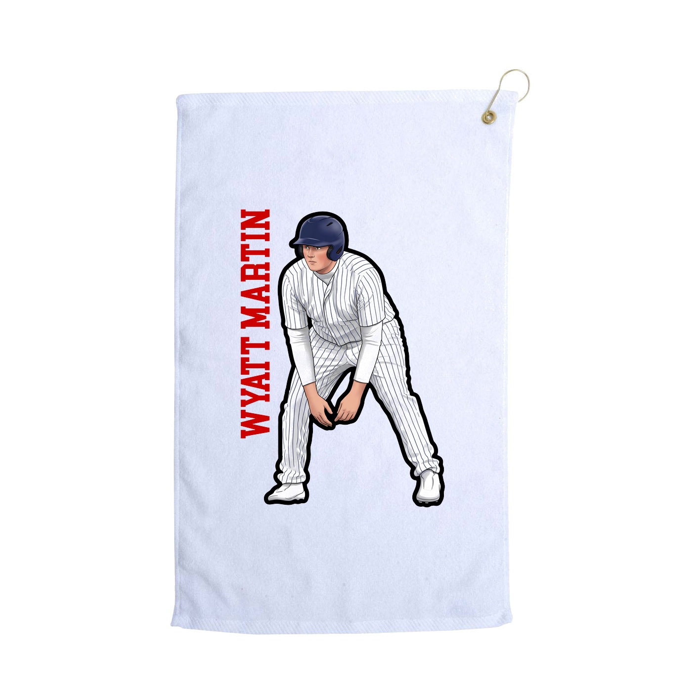 Golf Towel — Name Vertical in White