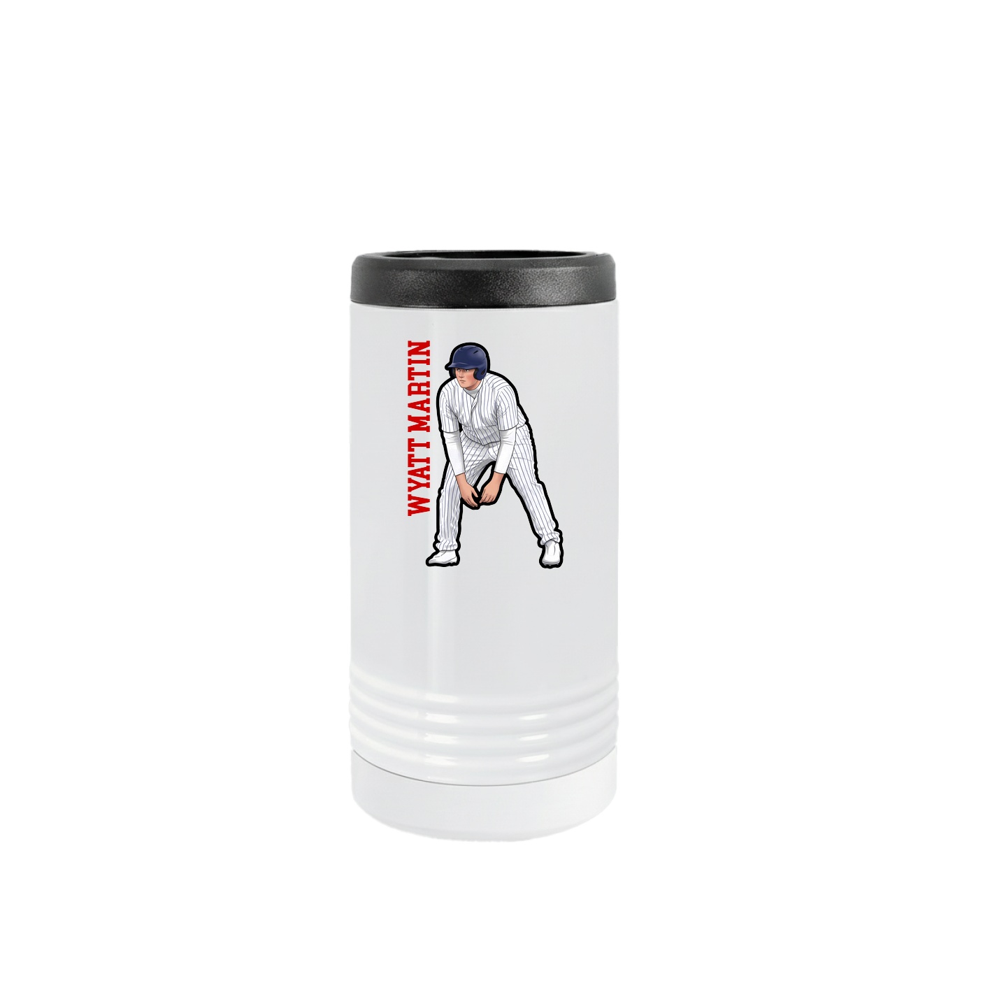 Slim Beverage Holder — Name Vertical in White