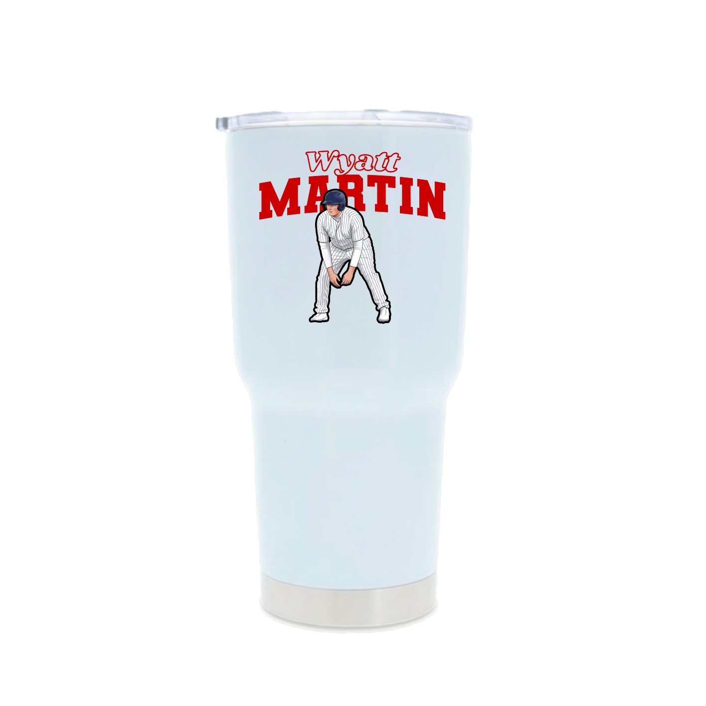 30oz Stainless Steel Tumbler — Name Arch in White