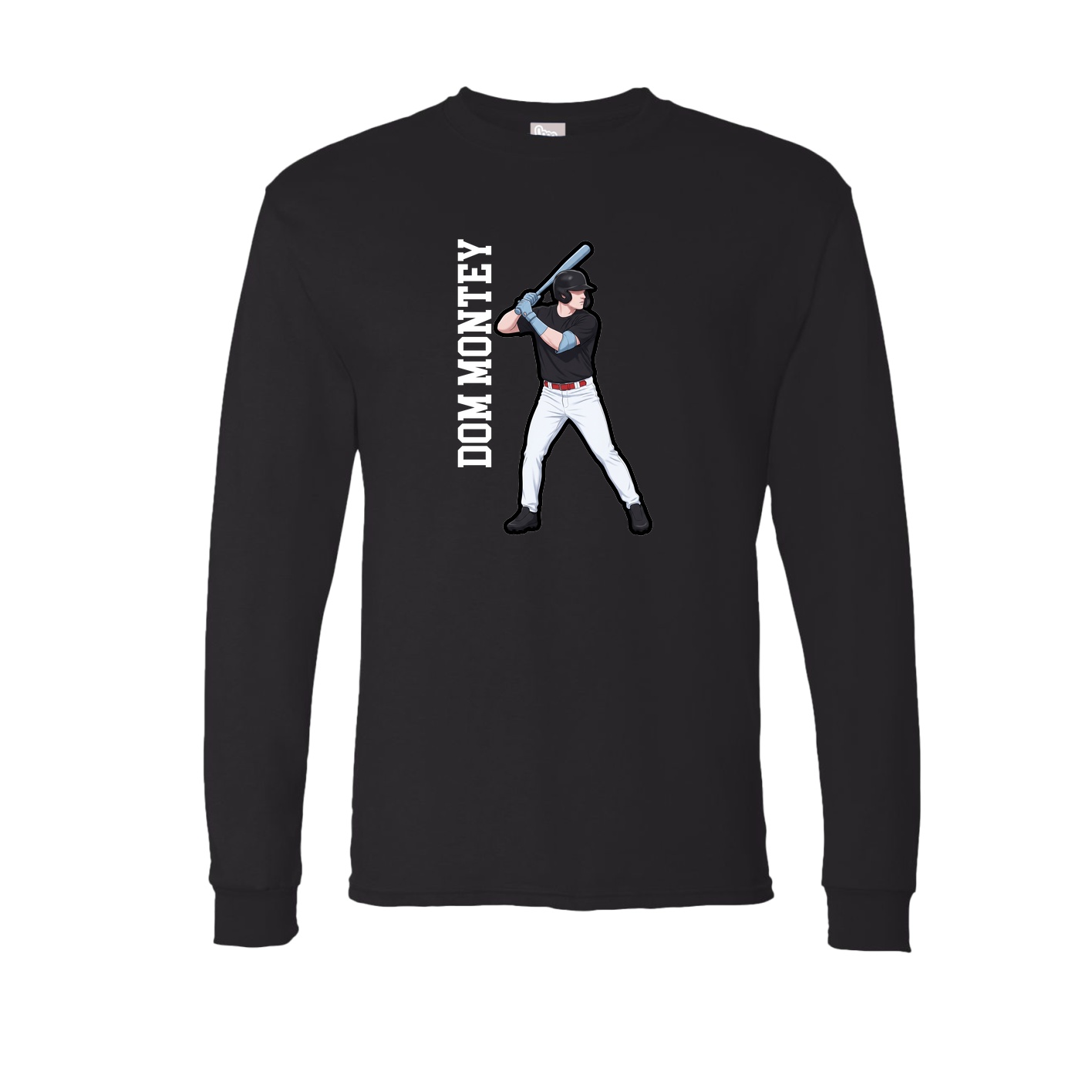 Long Sleeve Tee — Name Vertical in Black