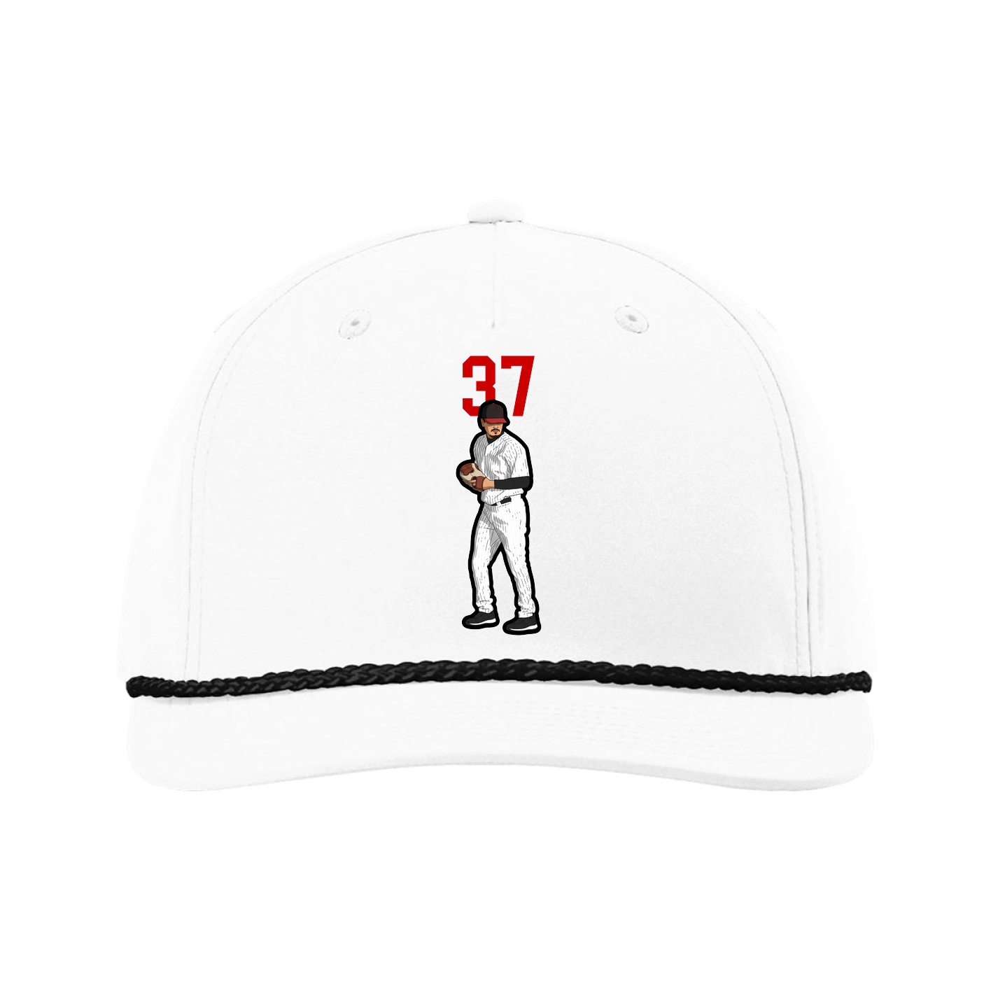 Five-Panel Classic Rope Cap — Number Top in White