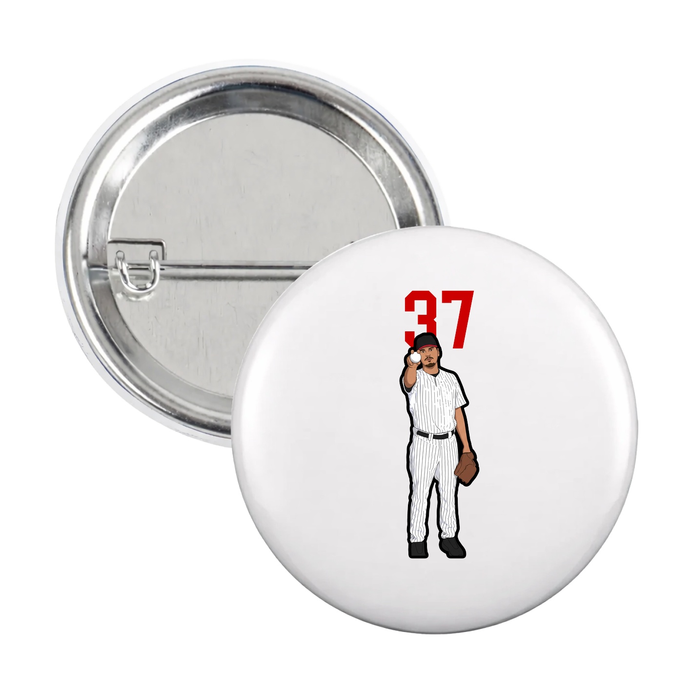 Game Day Button — Number Top in White